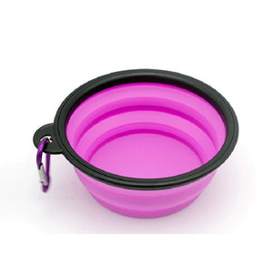 1000ML Silicone Dog Feeder Bowl With Carabiner Folding Cat Bowl Travel Dog Feeding Supplies Food Water Container Pet Accessories