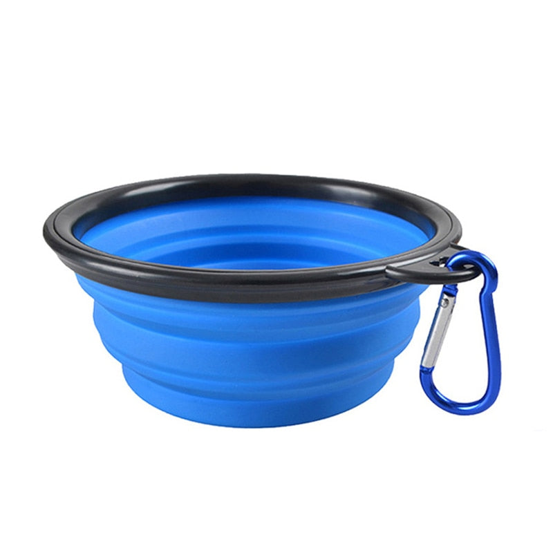 1000ML Silicone Dog Feeder Bowl With Carabiner Folding Cat Bowl Travel Dog Feeding Supplies Food Water Container Pet Accessories