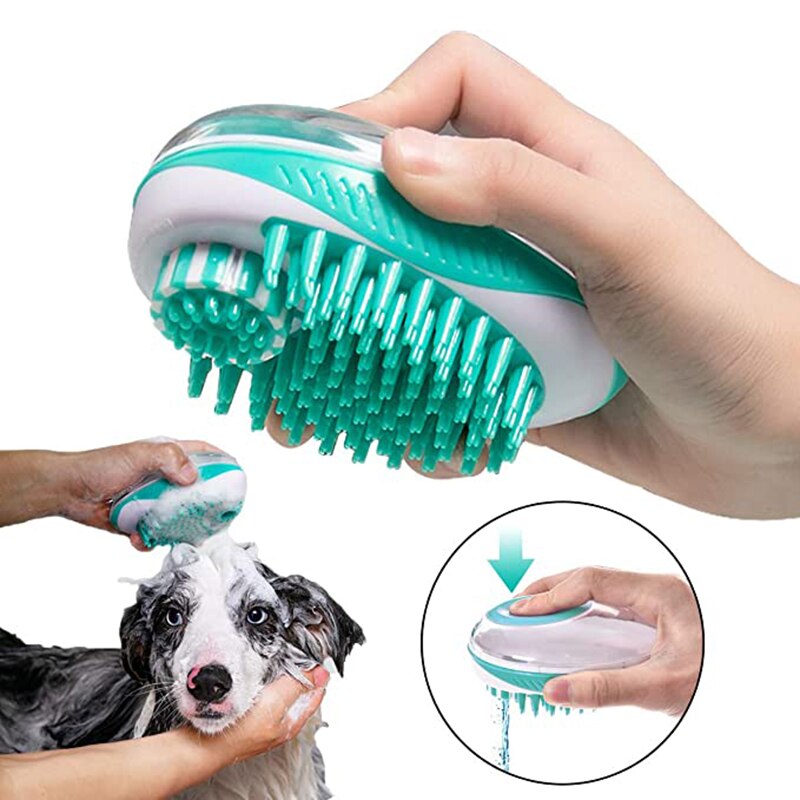2 in 1 Pet Dog Bath Brush Comb Pet SPA Massage Brush Silicone Dogs Cats Shower Hair Grooming Cmob Dog Cleaning Tool Pet Supplies