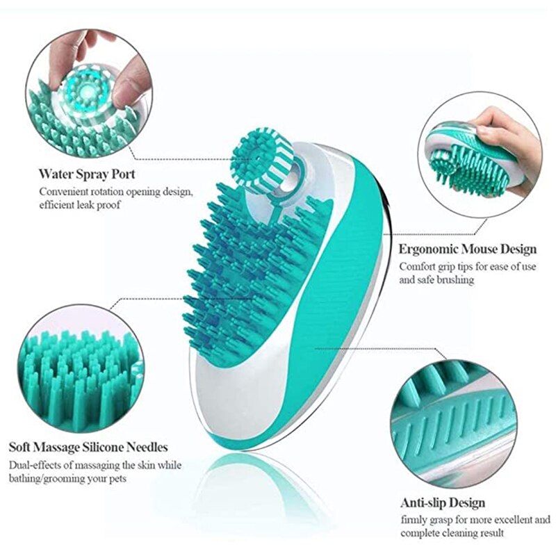 2 in 1 Pet Dog Bath Brush Comb Pet SPA Massage Brush Silicone Dogs Cats Shower Hair Grooming Cmob Dog Cleaning Tool Pet Supplies