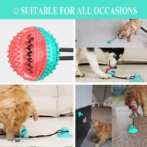 Dog Bite Toy with Suction Cup Doggy Pull Ball Multifunction Pet Molar Chew Toy Durable Dog Tug Rope Ball Toys Dog Accessories