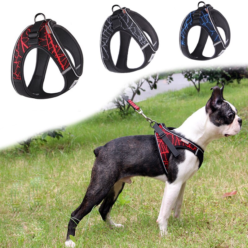 Dog Harness For Small Medium Dogs No Pull Adjustable Reflective Pet Vest Collar Dog Jogging Mesh Clothes Puppy Cat Harness Strap