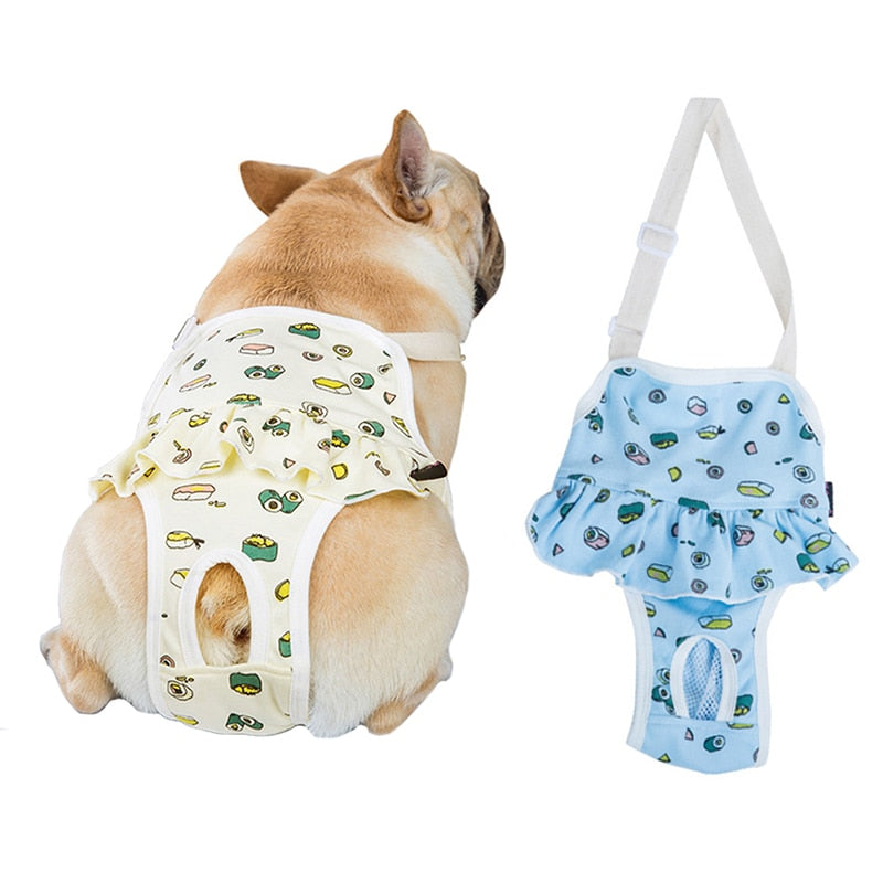 Female Dog Physiological Pants Diaper Cartoon Print Cotton Dog Shorts For French Bulldog Pug Underwear Corgi Briefs Pet Products