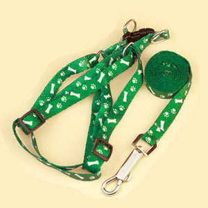 Pet Dog Bone Printing Harness and Leash Set Summer Chihuahua Fashion Harness for Small Dog Adjustable Walking Puppy Accessories