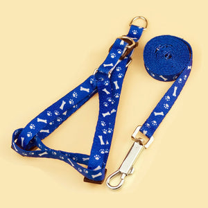 Pet Dog Bone Printing Harness and Leash Set Summer Chihuahua Fashion Harness for Small Dog Adjustable Walking Puppy Accessories