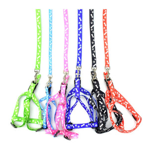 Pet Dog Bone Printing Harness and Leash Set Summer Chihuahua Fashion Harness for Small Dog Adjustable Walking Puppy Accessories