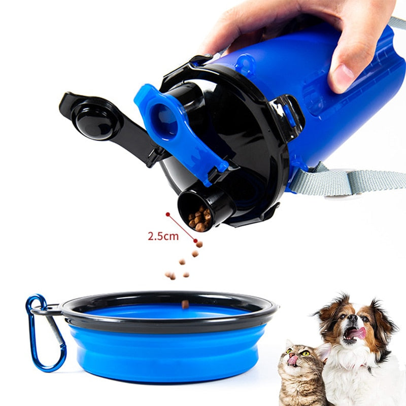 Portable Dog Water and Food Bottle with Folding Silicone Pet Bowl Outdoor Dog Feeder Travel Dogs Cats Water Bottle Feeding Bowls