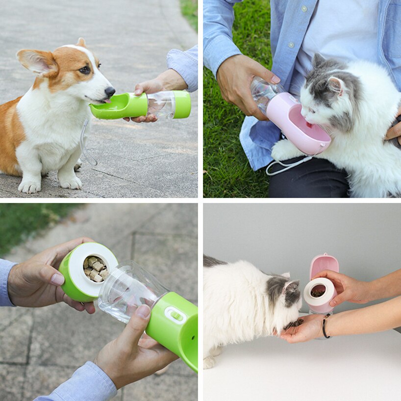 Portable Pet Water Bottle For Small Medium Dogs Puppy Kitten Driking Product Dog Food Storage Bottle Outdoor Travel Cat Feeder