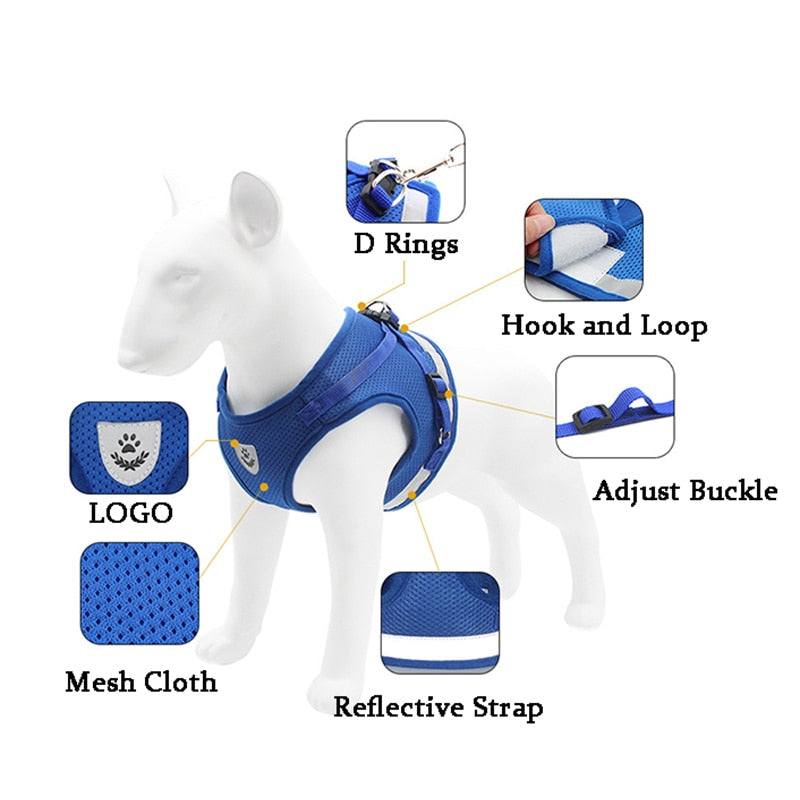 Reflective Safety Pet Dog Harness and Leash Set for Small Medium Dogs Cat Harnesses Vest Puppy Chest Strap Pug Chihuahua Bulldog