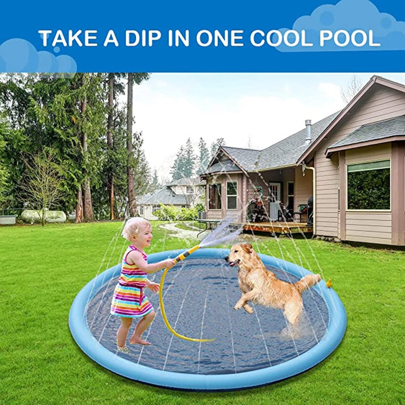 Smmer Dog Toy Splash Sprinkler Pad for Dogs Thicken Pet Pool Interactive Outdoor Play Water Mat Toys for Dogs Cats and Children