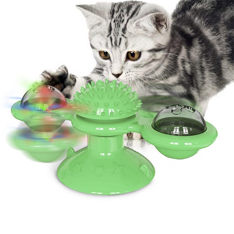 Windmill Cat Toy Funny Turntable Teasing Pet Toy Scratching Tickle Cats Hair Brush Cat Toys Interactive Puzzle Smart Pet Toys