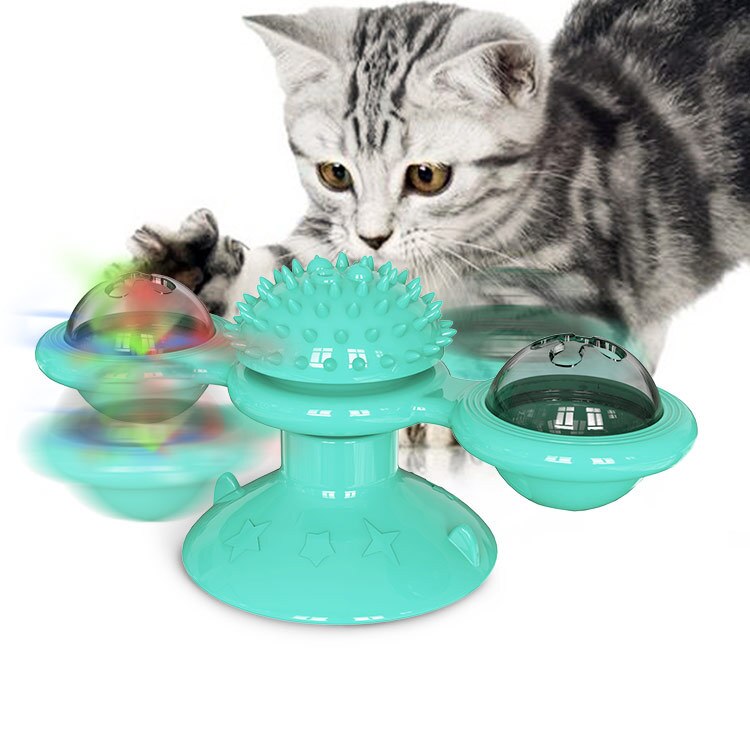 Windmill Cat Toy Funny Turntable Teasing Pet Toy Scratching Tickle Cats Hair Brush Cat Toys Interactive Puzzle Smart Pet Toys